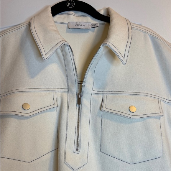 Greylin Cream White Zip-Up Shift Dress Small - Picture 9 of 10